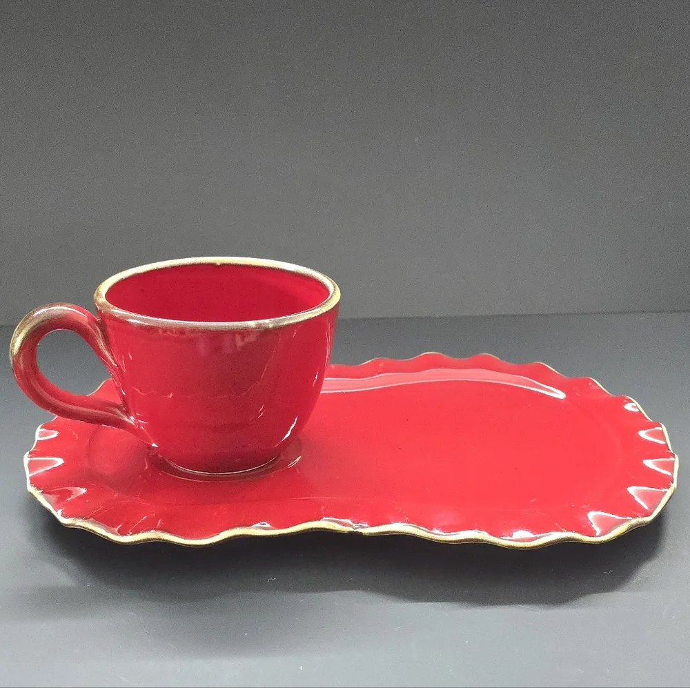 Rare Sur La Tab Breakfast Tray/Plates Red Santa Plate Made in Italy 12” Platter